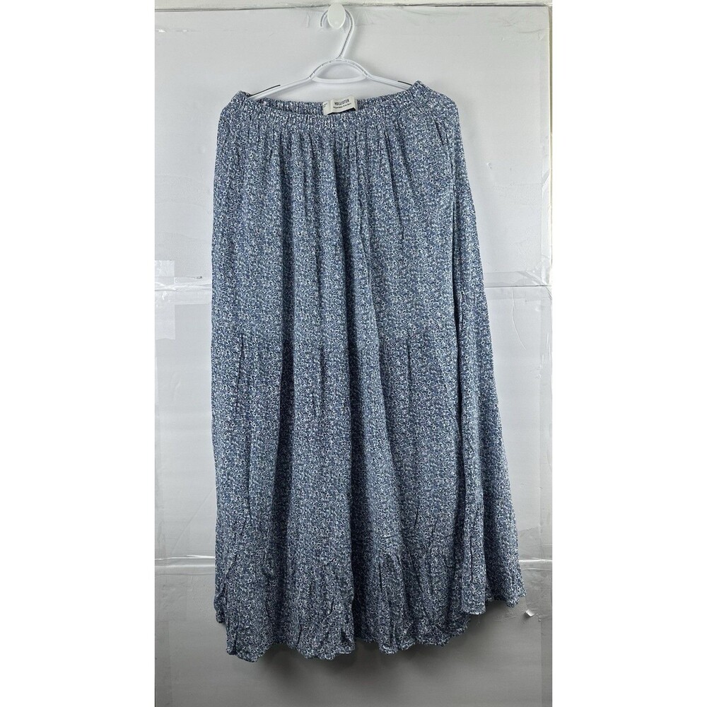 Hollister Women's Blue White Floral Adjustable Rise Maxi Skirt Size M
